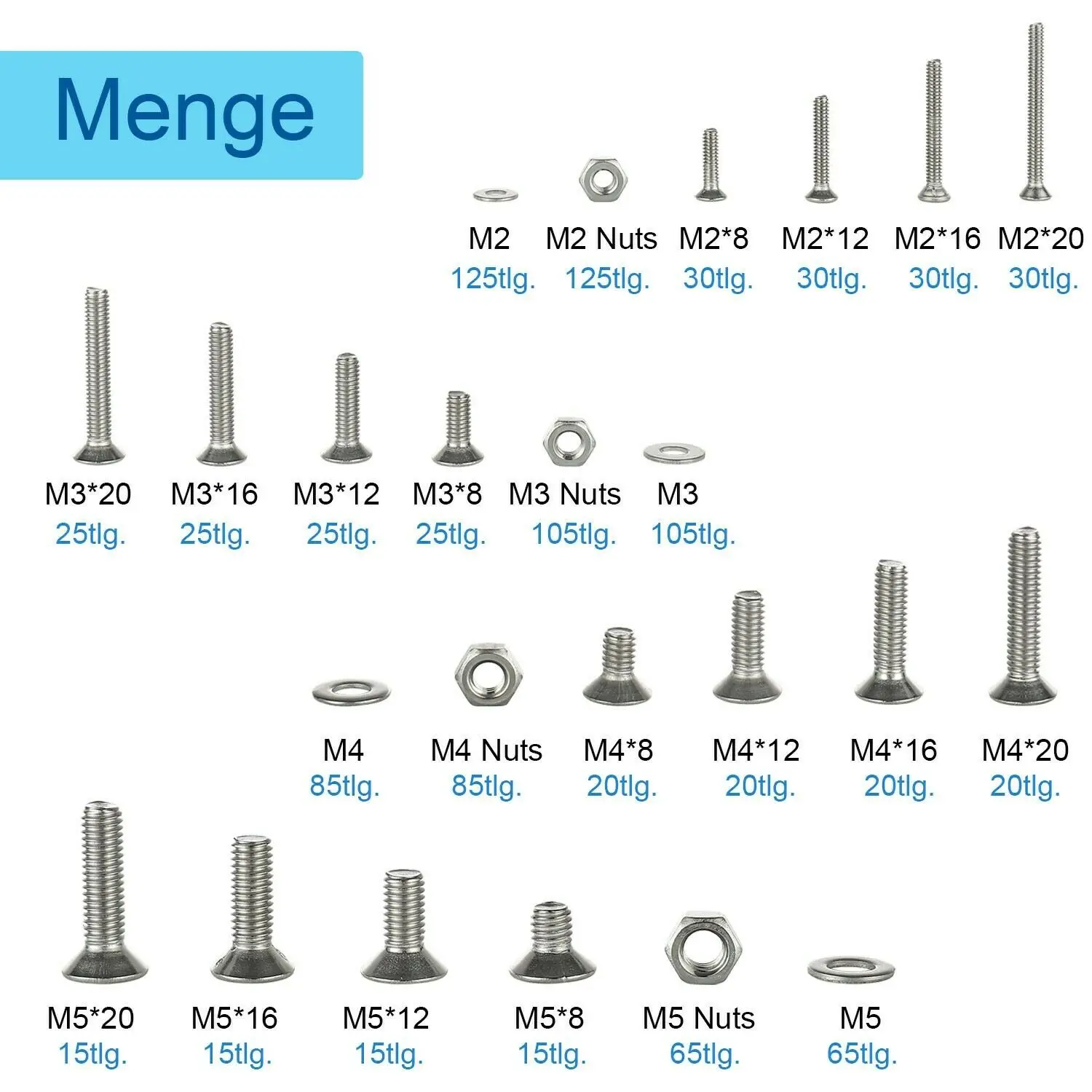 1120pcs Countersunk Head Screws Nuts Set M2-M5 Stainless Steel Assortment Set
1120pcs Countersunk Head Screws Nuts Set M2-M5 Stainless Steel Assortment Set