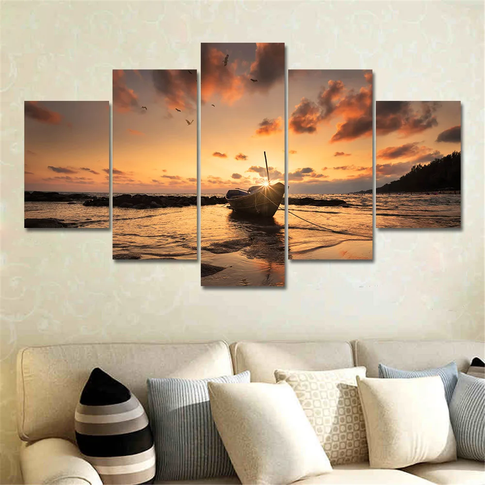 Wall Art Canvas Painting, Sunse Ocean Wave Poster, Decorative Pictures for Living Room, 5 Pieces
Wall Art Canvas Painting, Sunse Ocean Wave Poster, Decorative Pictures for Living Room, 5 Pieces