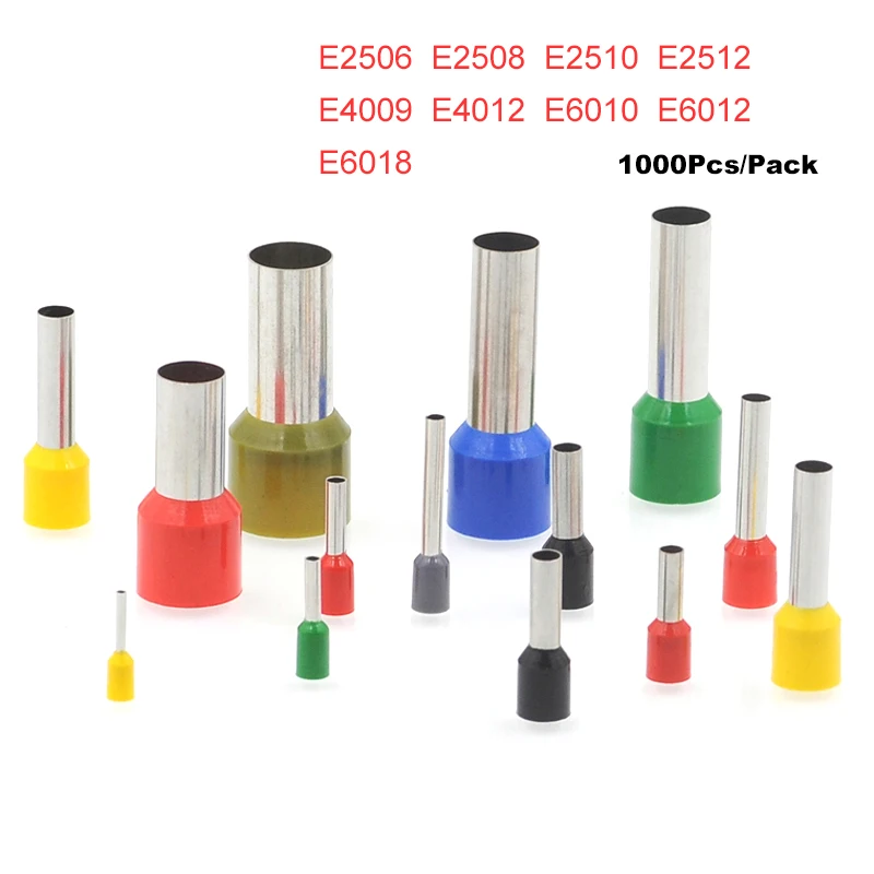 1000Pcs Tube Crimp Terminals Insulated Cord End Electrical Wire Connector E2506~E6018 Cable Brass Ferrules VE 2.5-6mm2 14-10AWG
1000Pcs Tube Crimp Terminals Insulated Cord End Electrical Wire Connector E2506~E6018 Cable Brass Ferrules VE 2.5-6mm2 14-10AWG