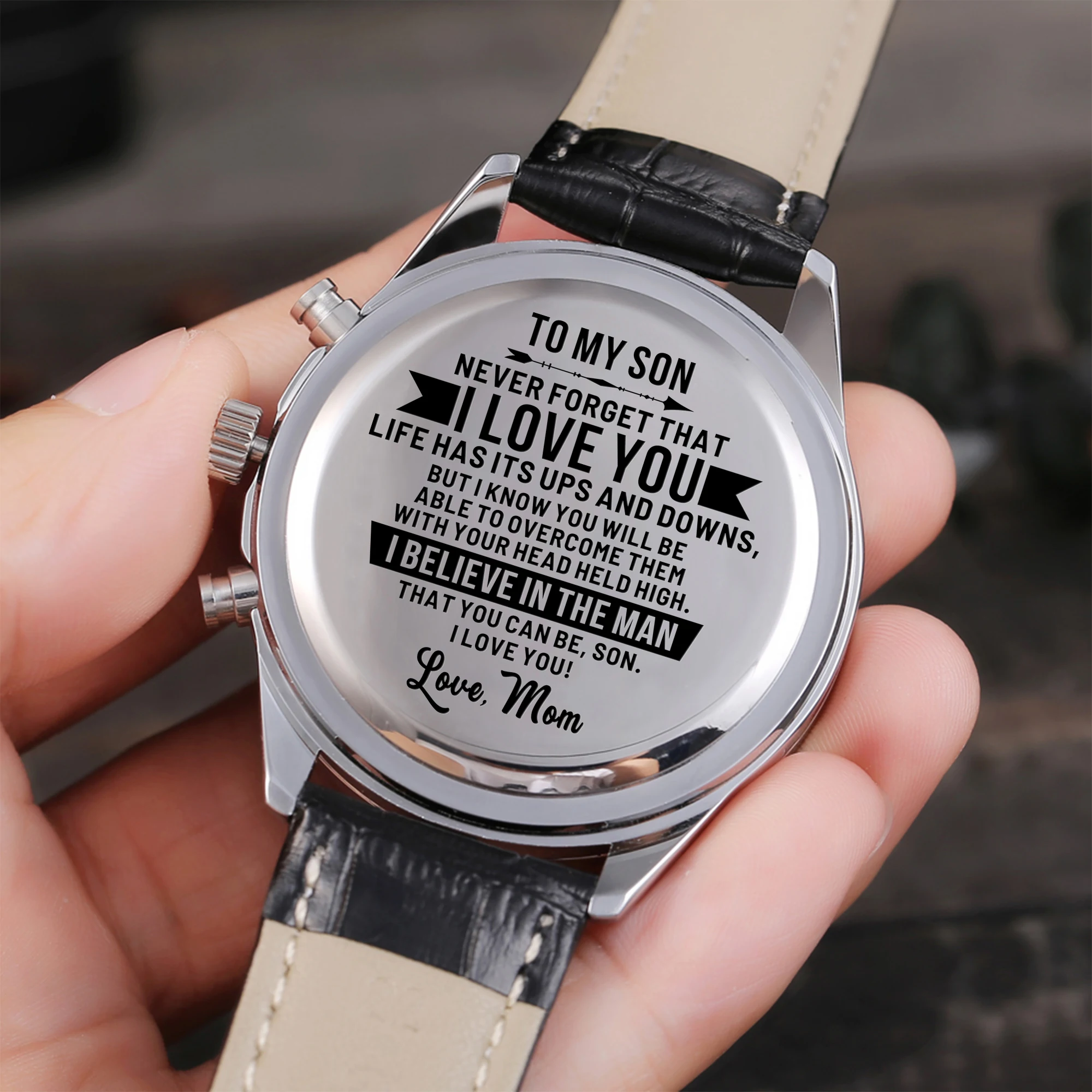 "Mom To My Son Automatic Quartz stainless Steel Engraved Watches Luxury Fashion Men Watches Kids Watch Leather "
"Mom To My Son Automatic Quartz stainless Steel Engraved Watches Luxury Fashion Men Watches Kids Watch Leather "