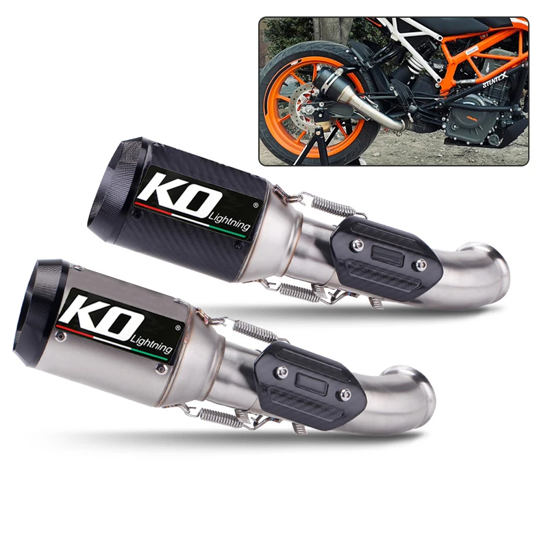 Slip-on Exhaust Set Motorcycle Mid Pipe 51mm Muffler Escape Carbon Fiber Heat Guards Modified for RC390 Duke 390 250 2017-2021
Slip-on Exhaust Set Motorcycle Mid Pipe 51mm Muffler Escape Carbon Fiber Heat Guards Modified for RC390 Duke 390 250 2017-2021