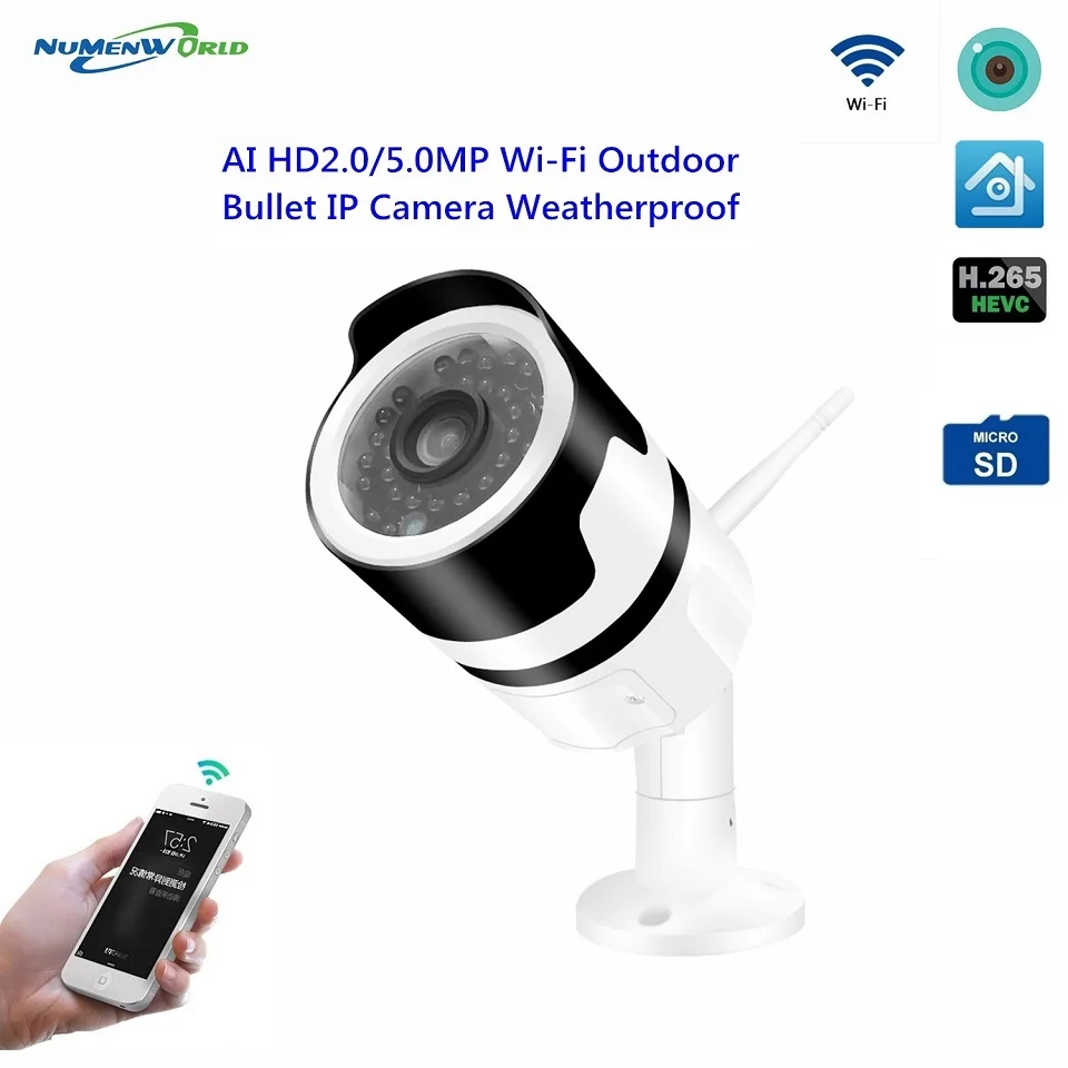 5MP WiFi Wireless Outdoor Camera 2596 x 1944p Bullet Security IP Outdoor WiFi Camera IP66 Waterproof MicroSD Recording
5MP WiFi Wireless Outdoor Camera 2596 x 1944p Bullet Security IP Outdoor WiFi Camera IP66 Waterproof MicroSD Recording