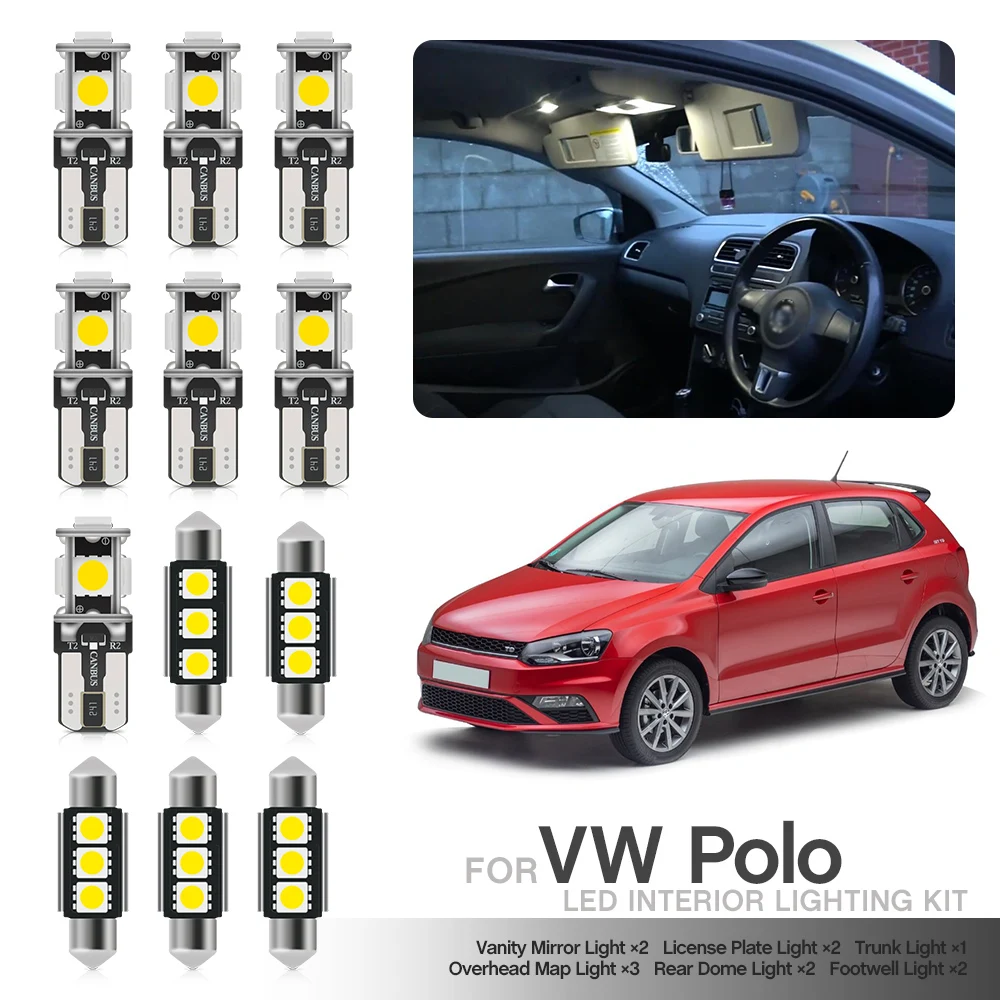 Для 2009-2017 Volkswagen VW Polo GTI MK8 MK9 6R 6C светодиодная интерьерная с Canbus Светильник Лампа Комплект Белый Купол Карта багажник фонари освещения номерного знака
Для 2009-2017 Volkswagen VW Polo GTI MK8 MK9 6R 6C светодиодная интерьерная с Canbus Светильник Лампа Комплект Белый Купол Карта багажник фонари освещения номерного знака
