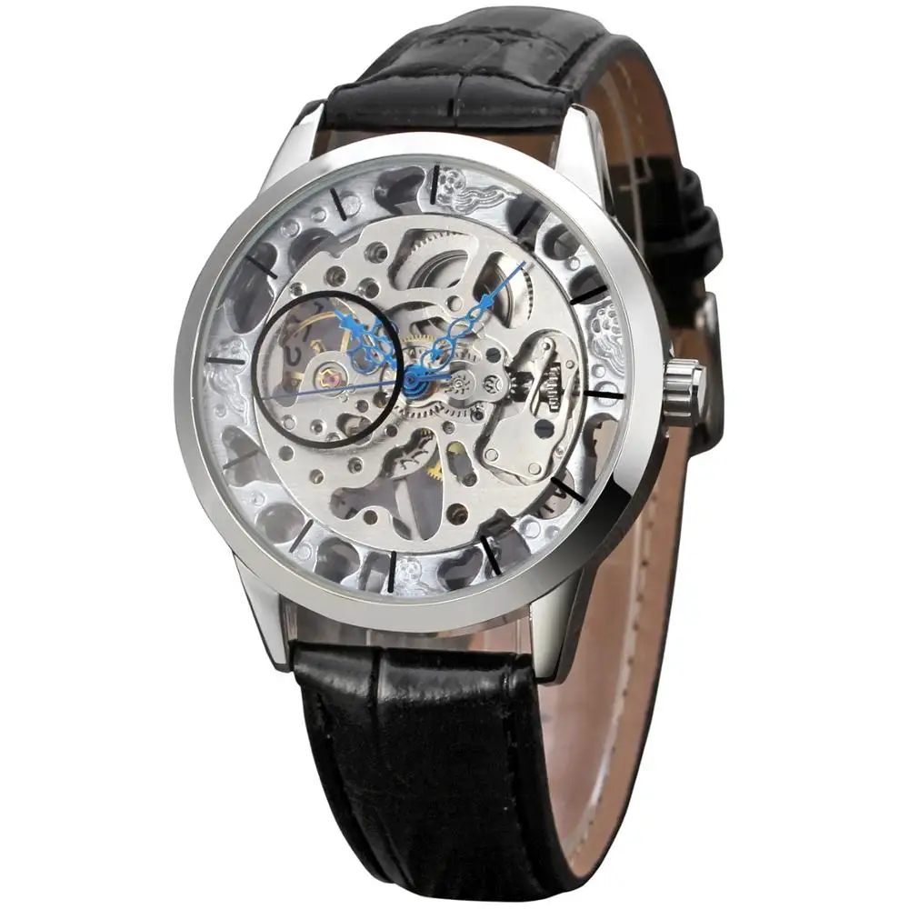 WINNER New silver Skeleton Watches Wheel Design Chronograph Self Wind Mechanical Fashion Movement Leather Band Mechanical Watch
WINNER New silver Skeleton Watches Wheel Design Chronograph Self Wind Mechanical Fashion Movement Leather Band Mechanical Watch