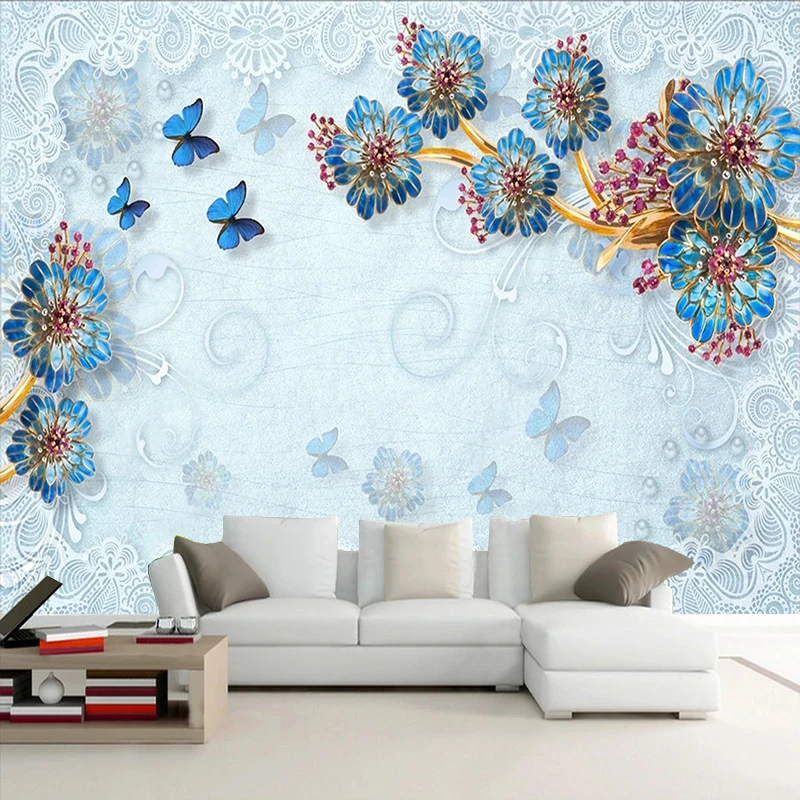 Customized Size Mural Luxury Blue Jewelry Flower Butterfly Bedroom Decoration Wall Painting Living Room TV Background Wallpaper
Customized Size Mural Luxury Blue Jewelry Flower Butterfly Bedroom Decoration Wall Painting Living Room TV Background Wallpaper
