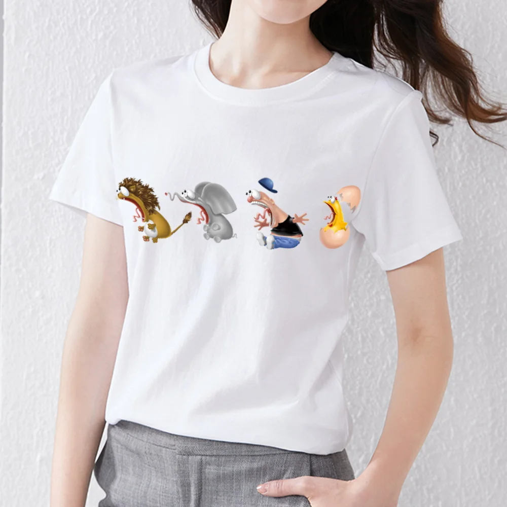 Summer Women's Fashion White T-shirt Ladies Funny Cartoon Animal Print T-shirt Harajuku Casual All-match Round Neck Slim Top
Summer Women's Fashion White T-shirt Ladies Funny Cartoon Animal Print T-shirt Harajuku Casual All-match Round Neck Slim Top