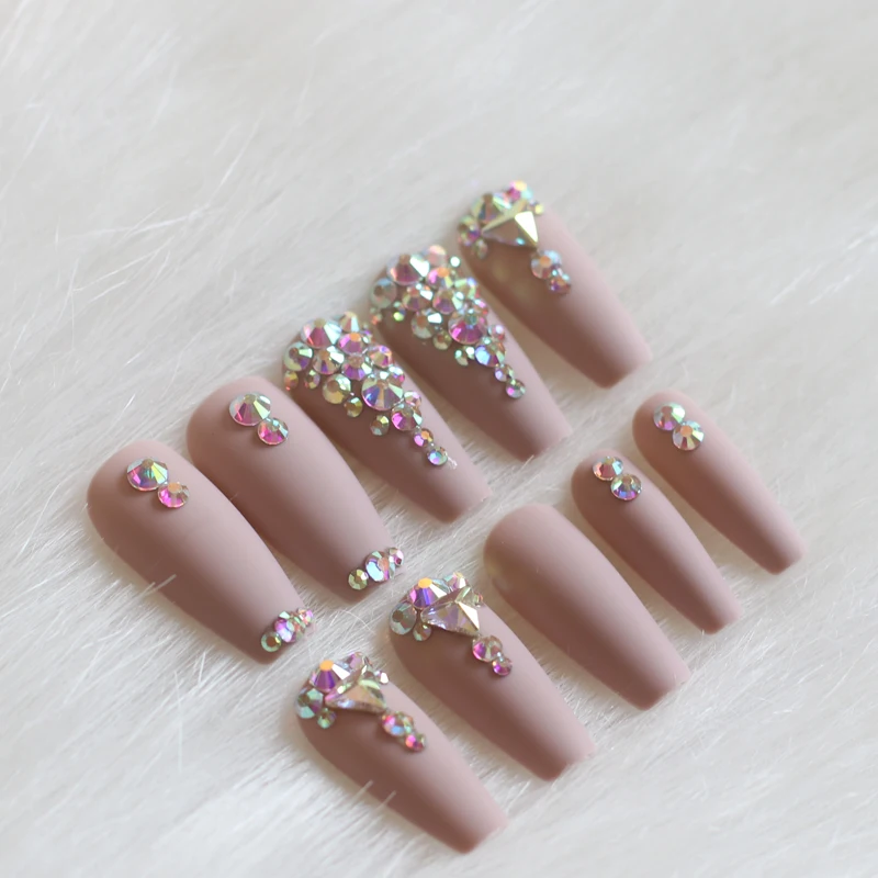 24pcs latest candy long ballet handmade crystal diamond Matte fake nails sexy brown
24pcs latest candy long ballet handmade crystal diamond Matte fake nails sexy brown