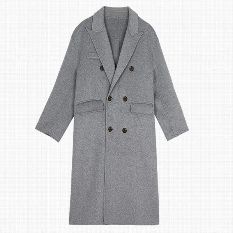 French style winter vintage loose long woolen overcoat women double breasted wool blends outwear
French style winter vintage loose long woolen overcoat women double breasted wool blends outwear
