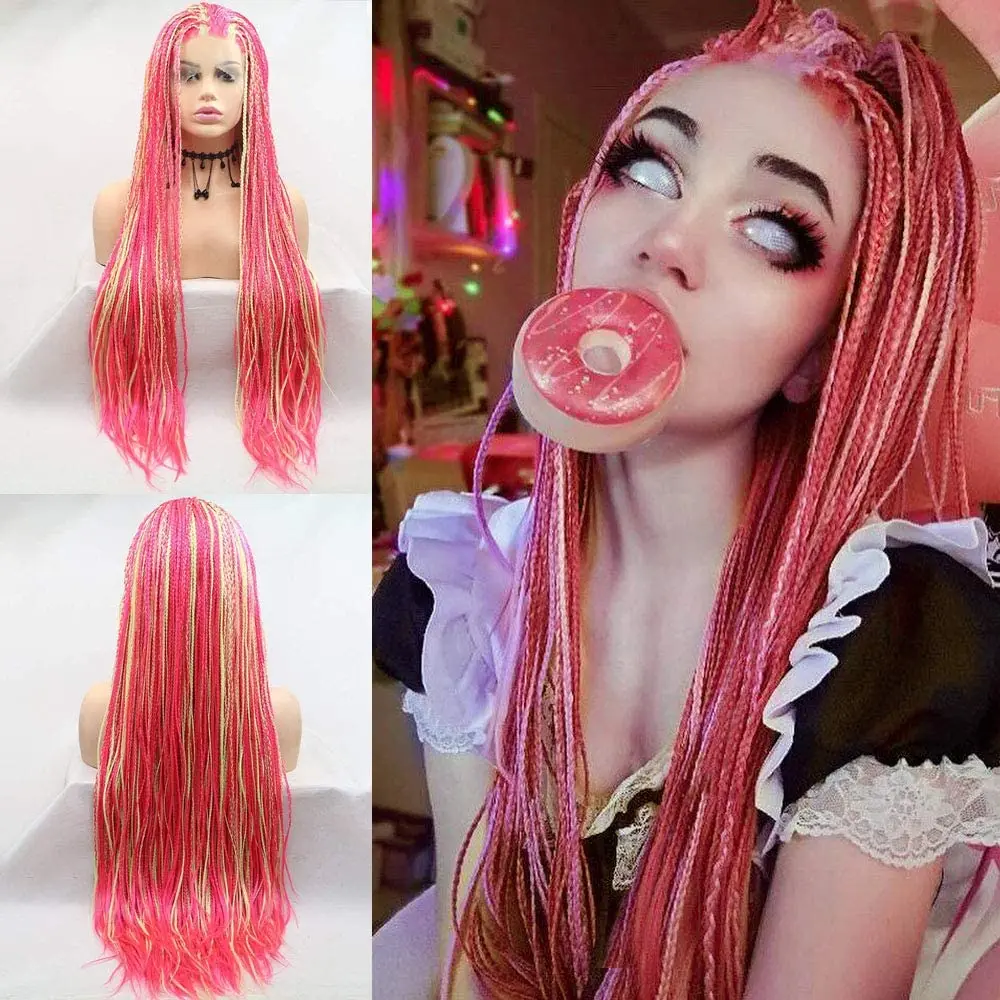 Micro Braided Lace Front Wigs for Women Pink Red Blonde Long Synthetic Wig with Baby Hair Braided Wig Heat Resistant Fiber Hair
Micro Braided Lace Front Wigs for Women Pink Red Blonde Long Synthetic Wig with Baby Hair Braided Wig Heat Resistant Fiber Hair