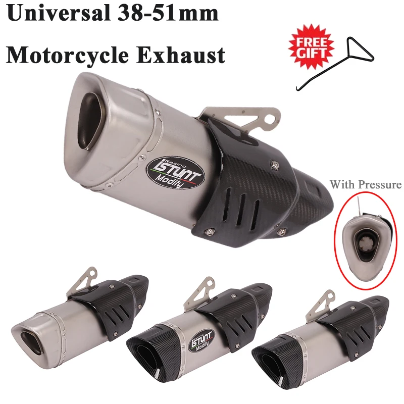 Universal Motorcycle Exhaust Escape With Pressure Modified Carbon Fiber Muffler DB Killer For R6 DUKE 690 MT-03 CB500R GSR750 R1
Universal Motorcycle Exhaust Escape With Pressure Modified Carbon Fiber Muffler DB Killer For R6 DUKE 690 MT-03 CB500R GSR750 R1