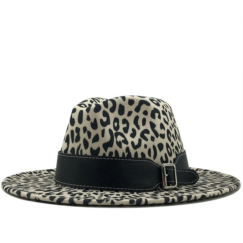 2020 Unisex Flat Brim Wool Felt Jazz Fedora Hats Men Women Leopard Grain Leather Band Decor Trilby Panama Formal Hats
2020 Unisex Flat Brim Wool Felt Jazz Fedora Hats Men Women Leopard Grain Leather Band Decor Trilby Panama Formal Hats