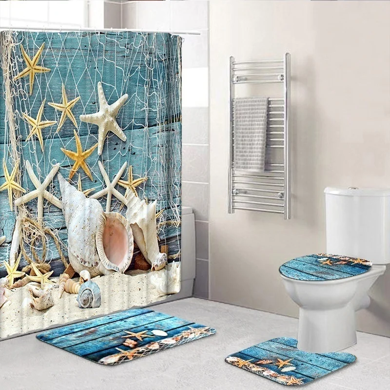 2022 Blue Conch Starfish Beach style Waterproof Bathroom Shower Curtain Toilet Cover Mat Non-Slip Rug Set
2022 Blue Conch Starfish Beach style Waterproof Bathroom Shower Curtain Toilet Cover Mat Non-Slip Rug Set
