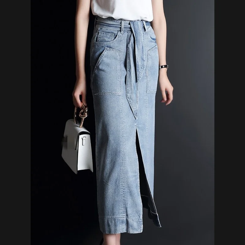 High Elegant Slit Long Denim Skirt New Vintage Sash A-Line Jean Skirt Fashion Office Lady High Waist Slim Wrap Skirt S-3XL
High Elegant Slit Long Denim Skirt New Vintage Sash A-Line Jean Skirt Fashion Office Lady High Waist Slim Wrap Skirt S-3XL
