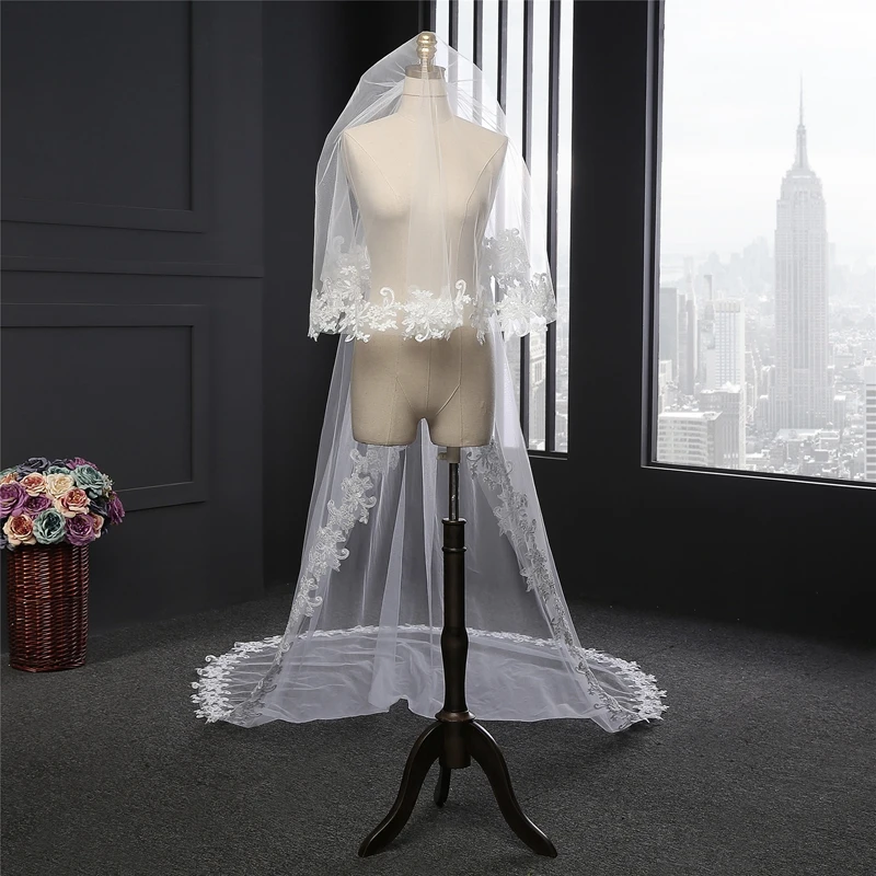 New Arrival Two-layer White Ivory Wedding Veils 3 Meter Tulle Bridal Veil Long Wedding Accesorios Novia Boda Velos With Comb
New Arrival Two-layer White Ivory Wedding Veils 3 Meter Tulle Bridal Veil Long Wedding Accesorios Novia Boda Velos With Comb
