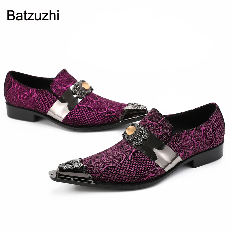 Batzuzhi New Design Men Shoes Pointed Iron Head Purple Leather Dress Shoes Men Personality Party and Wedding Zapatos Hombre
Batzuzhi New Design Men Shoes Pointed Iron Head Purple Leather Dress Shoes Men Personality Party and Wedding Zapatos Hombre