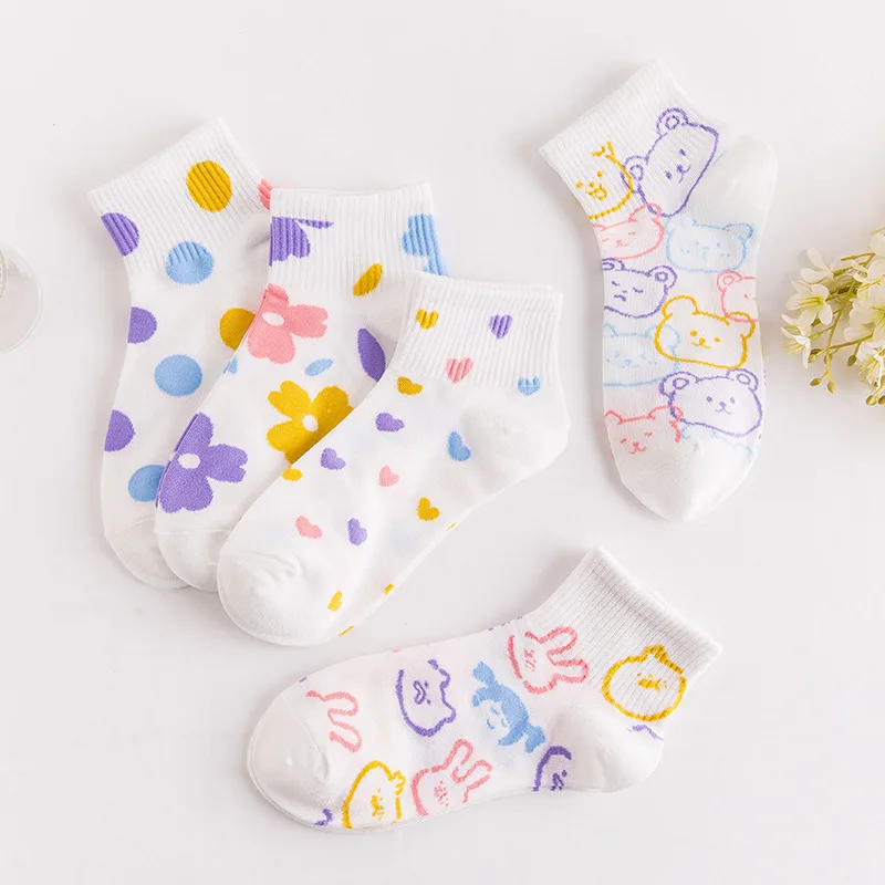 Spring And Summer New Fashion Cartoon Rabbit And Bear Cute Animal Female Socks Cute Love Flower Kawaii Comfortable Casual Socks
Spring And Summer New Fashion Cartoon Rabbit And Bear Cute Animal Female Socks Cute Love Flower Kawaii Comfortable Casual Socks