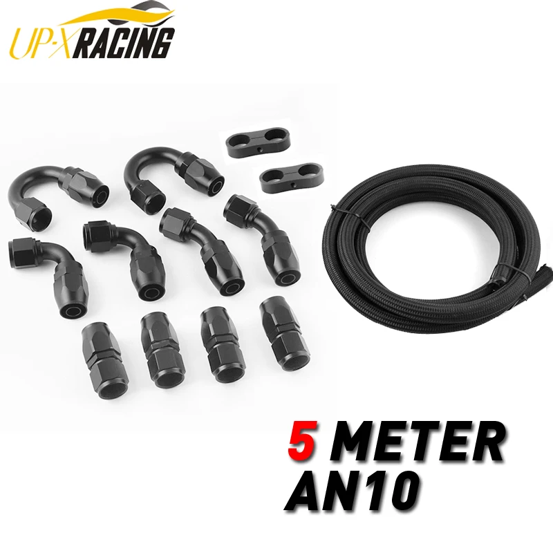 10AN AN10 Oil Fuel Fittings Hose End 0+45+90+180 Degree Oil Adaptor Kit AN10 Braided Oil Fuel Hose Line 5M Black With Clamps
10AN AN10 Oil Fuel Fittings Hose End 0+45+90+180 Degree Oil Adaptor Kit AN10 Braided Oil Fuel Hose Line 5M Black With Clamps