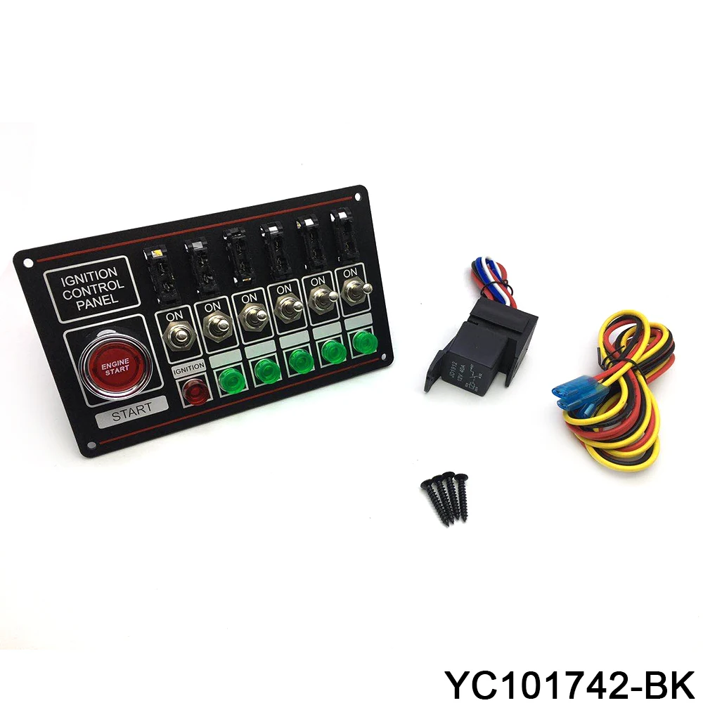 12V Racing Switch Panel Race Car Ignition Accessory Engine Start, 6 fused toggle quick off switch, 6 Indicator Light
12V Racing Switch Panel Race Car Ignition Accessory Engine Start, 6 fused toggle quick off switch, 6 Indicator Light