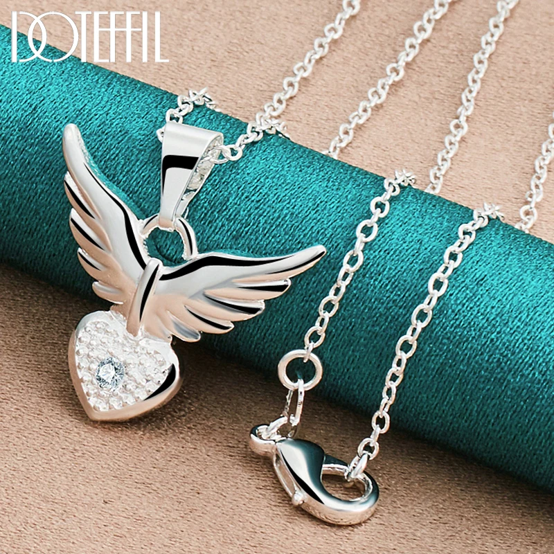 DOTEFFIL 925 Sterling Silver 16-30 Inch AAA Zircon Love Heart Wings Pendant Necklace For Woman Fashion Wedding Charm Jewelry
DOTEFFIL 925 Sterling Silver 16-30 Inch AAA Zircon Love Heart Wings Pendant Necklace For Woman Fashion Wedding Charm Jewelry