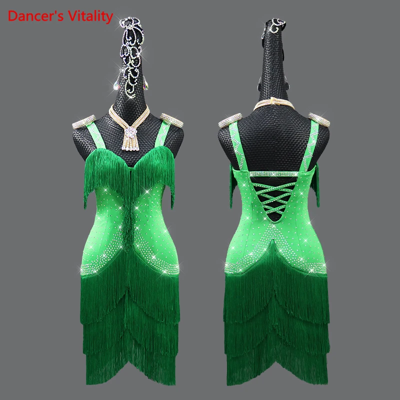 Latin Dance Performance Competition Clothing Tassel One-piece Dress Women's High-end Professional Latin Dresses Stage Skirt
Latin Dance Performance Competition Clothing Tassel One-piece Dress Women's High-end Professional Latin Dresses Stage Skirt