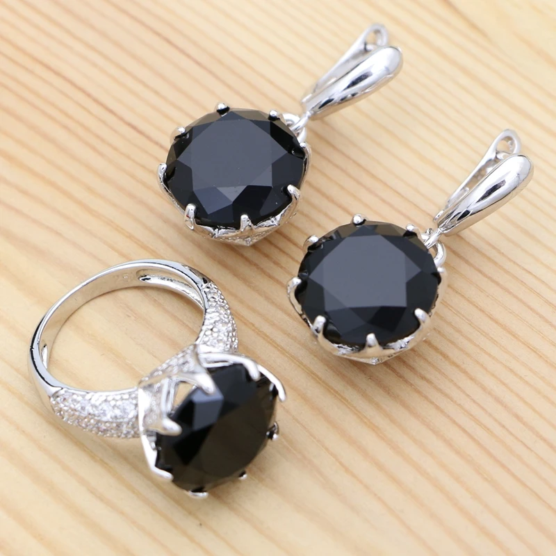 925 Sterling Silver Jewelry Set for Women Punk Style Black Cubic Zirconia White Crystal Earrings Ring Party Jewelry
925 Sterling Silver Jewelry Set for Women Punk Style Black Cubic Zirconia White Crystal Earrings Ring Party Jewelry