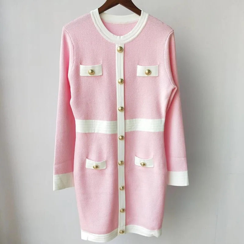 Fashion Buttons Knitted Dresses For Women 2021 Ladies Elegant O-neck Long Sleeve Mini Dress Autumn Winter vestidos q486
Fashion Buttons Knitted Dresses For Women 2021 Ladies Elegant O-neck Long Sleeve Mini Dress Autumn Winter vestidos q486