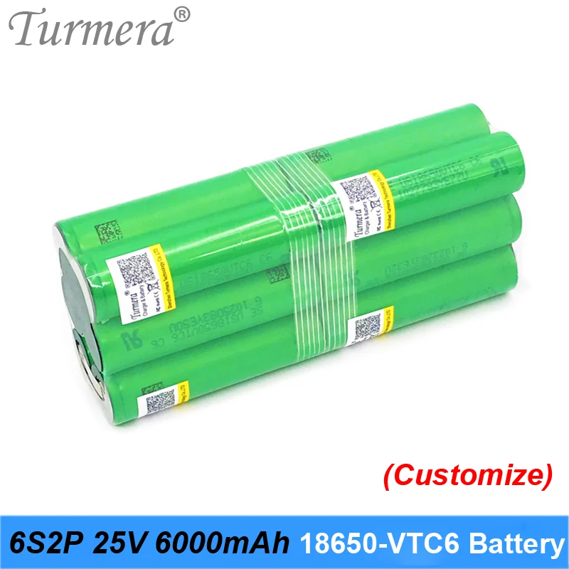 Turmera 6S 21.6V 25.2V Battery 18650 pack vtc6 6S2P 6000mah soldering battery for screwdriver and garden tool customized battery
Turmera 6S 21.6V 25.2V Battery 18650 pack vtc6 6S2P 6000mah soldering battery for screwdriver and garden tool customized battery