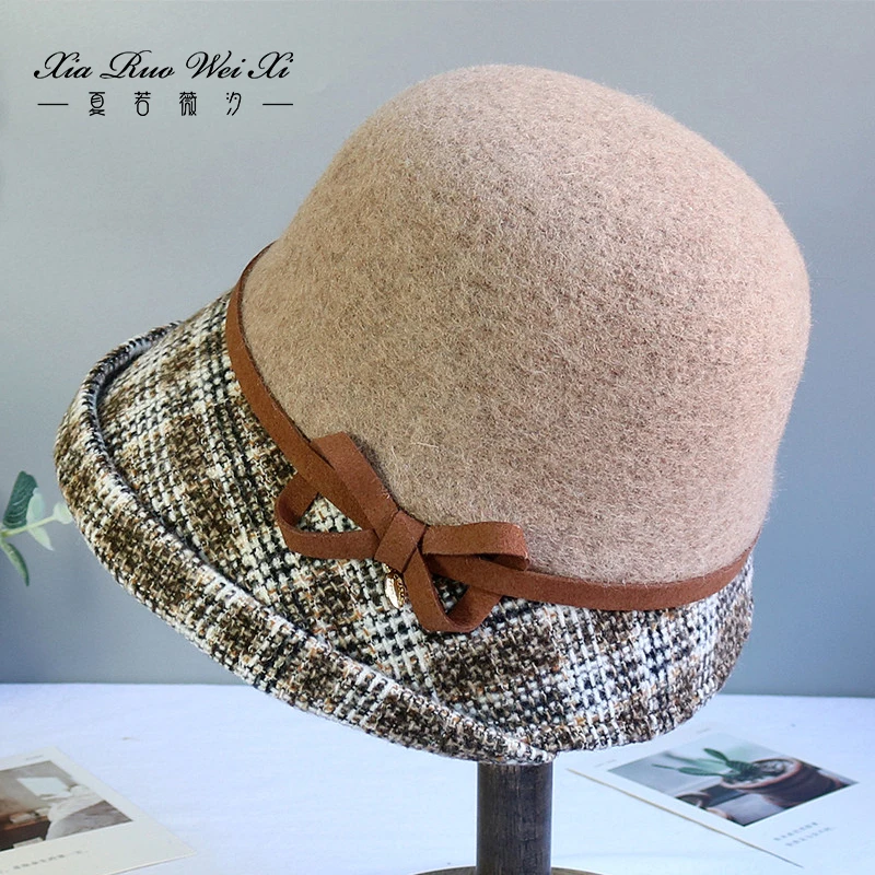 Pure Wool Winter Women Basin Hats Warm Dome Bucket Hats Solid Panama Hat Woolen Adjustable Sweat Band Caps Female Girl
Pure Wool Winter Women Basin Hats Warm Dome Bucket Hats Solid Panama Hat Woolen Adjustable Sweat Band Caps Female Girl