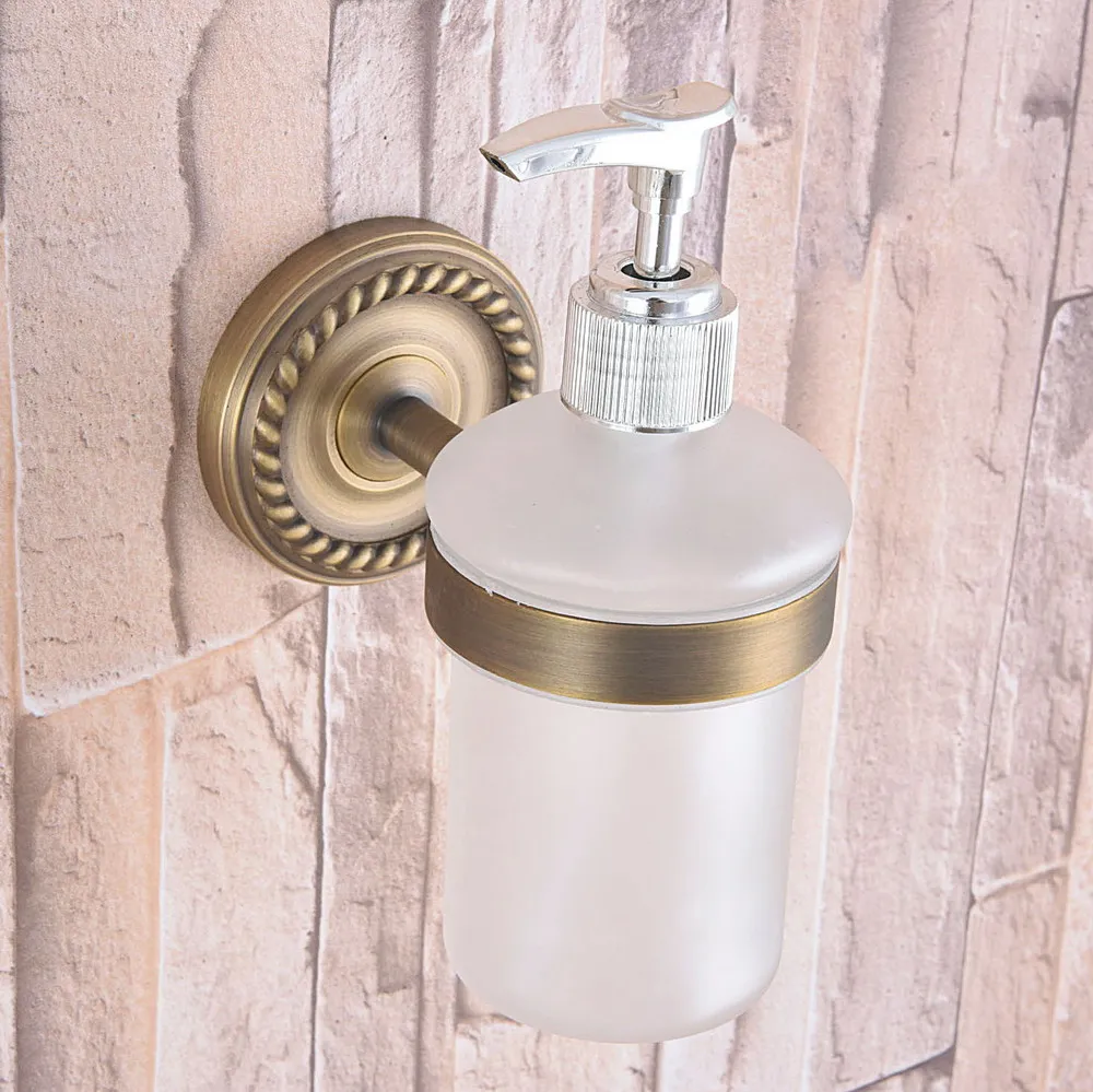 Kitchen Bathroom Hardware Accessories Antique Brass Wall Mount Scrub Glass Soap Dispenser Dba262
Kitchen Bathroom Hardware Accessories Antique Brass Wall Mount Scrub Glass Soap Dispenser Dba262