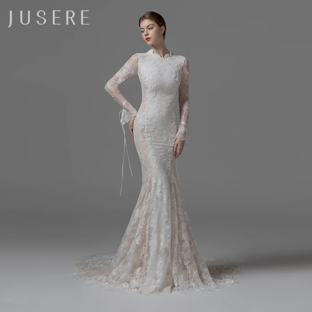 Jusere O-neckline long sleeves bridal dress wedding dress bridal gown mermaid beaded dress
Jusere O-neckline long sleeves bridal dress wedding dress bridal gown mermaid beaded dress