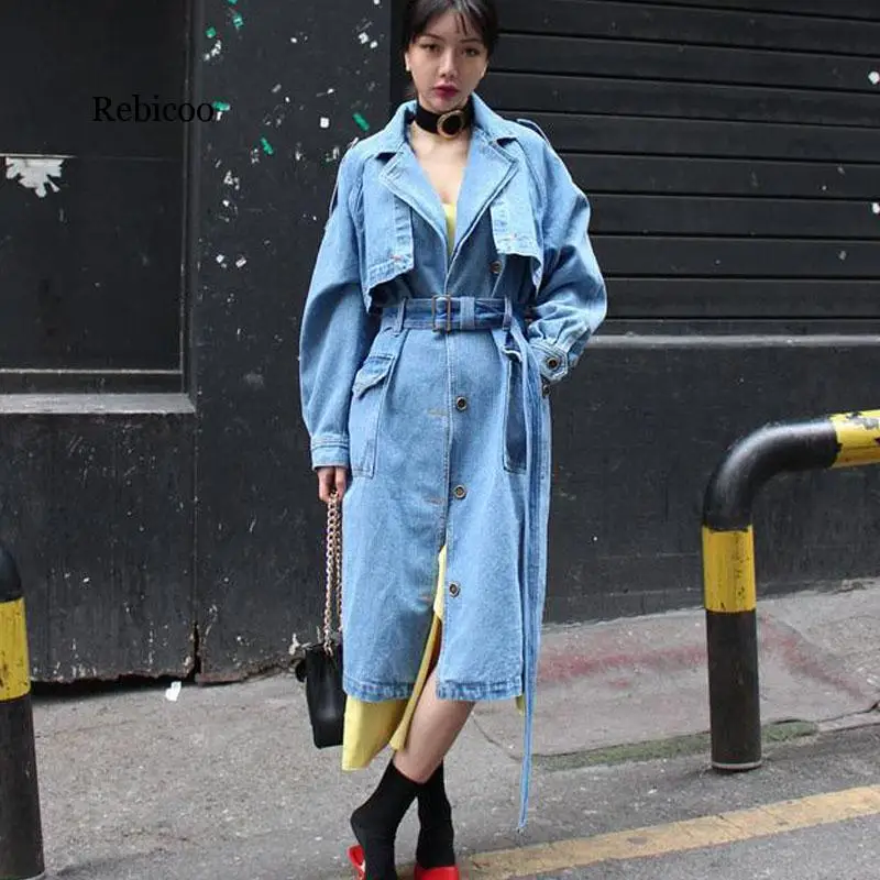 Spring S-XL Korean Long Denim Coat For Womens Belted High Street Loose Casual Autumn Jeans Trench Coat Outwear
Spring S-XL Korean Long Denim Coat For Womens Belted High Street Loose Casual Autumn Jeans Trench Coat Outwear