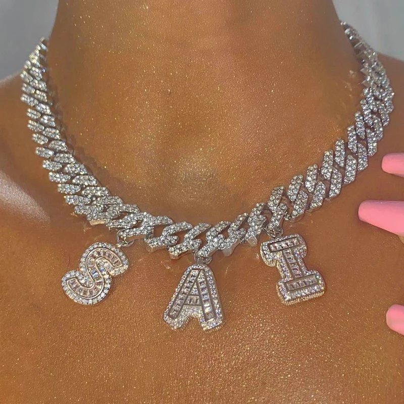 DIY Letters Necklace 16 18 Inches Square Cubic Zirconia Miami Cubann Name Link Choker Luxury Micro Paved CZ Cubann Chain
DIY Letters Necklace 16 18 Inches Square Cubic Zirconia Miami Cubann Name Link Choker Luxury Micro Paved CZ Cubann Chain