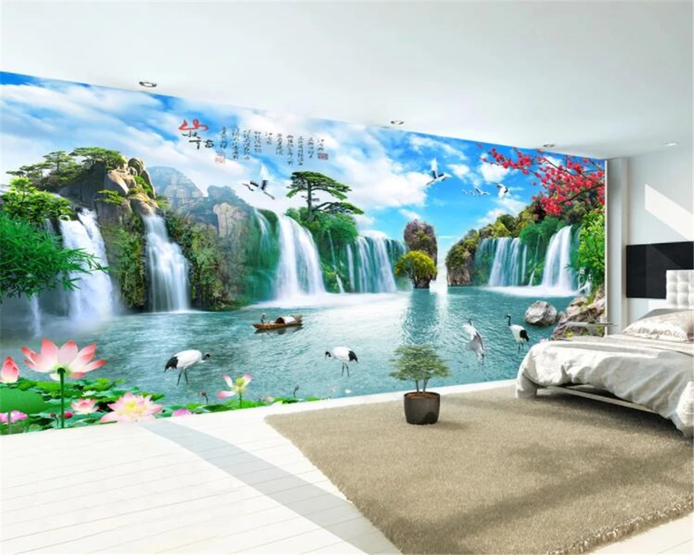 Custom wallpaper HD modern landscape painting waterfall living room TV background wall home decoration 3d wallpaper
Custom wallpaper HD modern landscape painting waterfall living room TV background wall home decoration 3d wallpaper