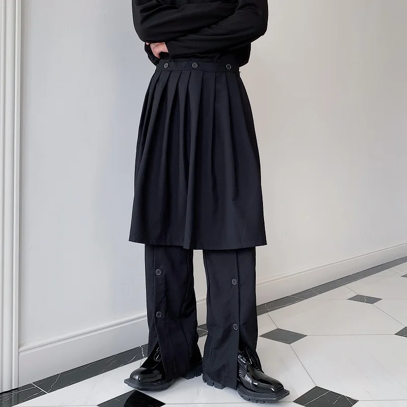 Men's Fake Two-Piece Casual Pants Autumn Fashion Trend Personalized Pleated Skirt Hem Design Long Fashionable Men's Suit Pants
Men's Fake Two-Piece Casual Pants Autumn Fashion Trend Personalized Pleated Skirt Hem Design Long Fashionable Men's Suit Pants