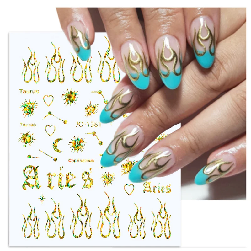 3D gilding nail art sticker laser foils gold silver rainbow Irregular curve smile lines flame star back glue nail strips YJ083
3D gilding nail art sticker laser foils gold silver rainbow Irregular curve smile lines flame star back glue nail strips YJ083