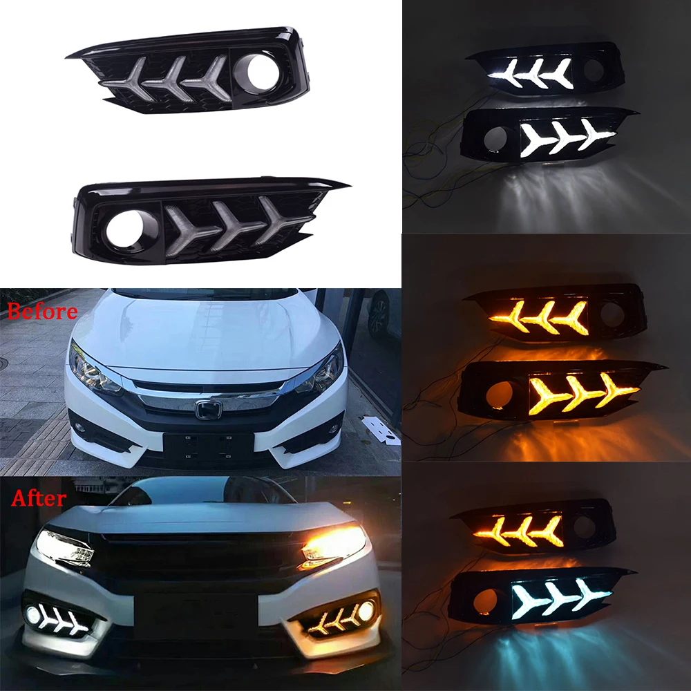12 В светодиодные дневные ходовые огни Drl для Honda Civic 2019 с указателем поворота желто-синие дневные противотуманные фары автоаксессуары Запчасти
12 В светодиодные дневные ходовые огни Drl для Honda Civic 2019 с указателем поворота желто-синие дневные противотуманные фары автоаксессуары Запчасти