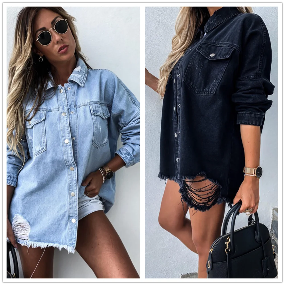 New Black and Blue Denim Shirt For Women Fashion Casual Loose Boyfriend Jeans Shirt Long Sleeve Top Spring and Autumn Clothing
New Black and Blue Denim Shirt For Women Fashion Casual Loose Boyfriend Jeans Shirt Long Sleeve Top Spring and Autumn Clothing