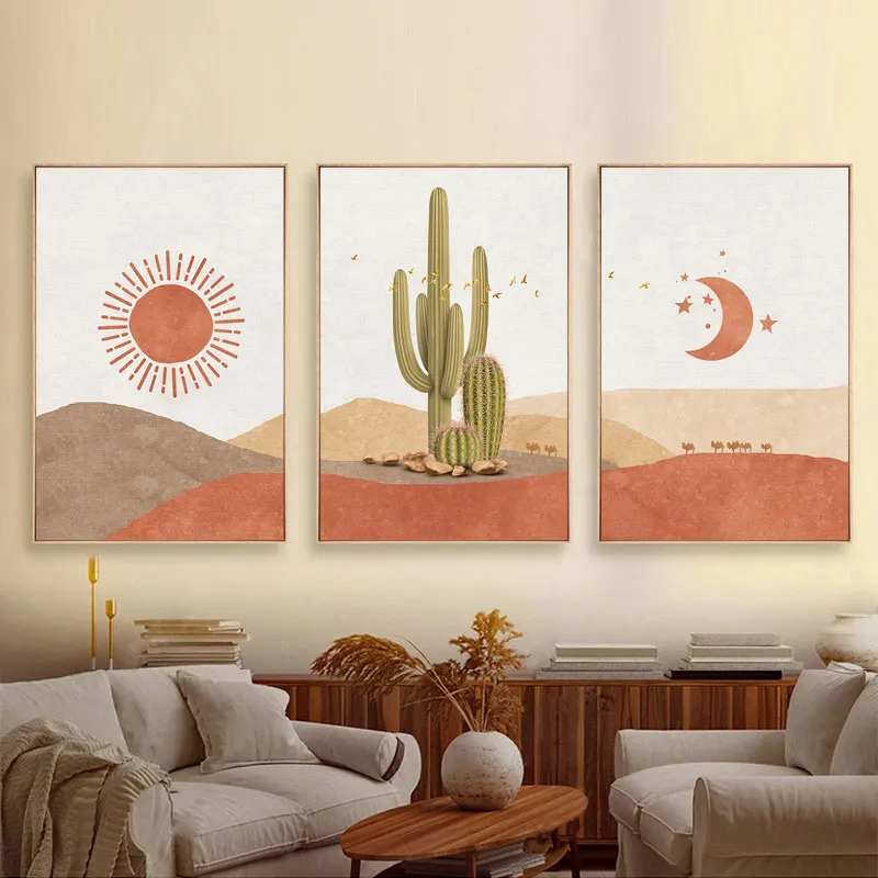 Abstract Landscape Sun and Moon Scene Boho Canvas Prints Cactus Wall Art Nordic Desert Wall Picture for Living Room Home Decor
Abstract Landscape Sun and Moon Scene Boho Canvas Prints Cactus Wall Art Nordic Desert Wall Picture for Living Room Home Decor
