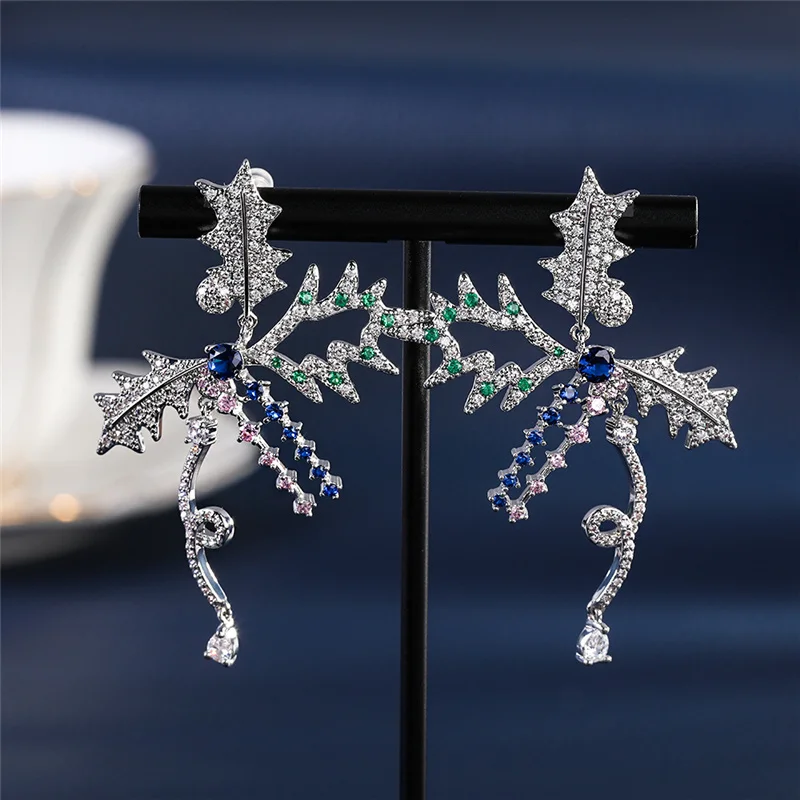 EYER Trendy Maple Leaf Shaped Asymmetrical Stud Drop Zirconia Earrings Fashion Jewelry Wholesale Plant Earrings With Green Stone
EYER Trendy Maple Leaf Shaped Asymmetrical Stud Drop Zirconia Earrings Fashion Jewelry Wholesale Plant Earrings With Green Stone