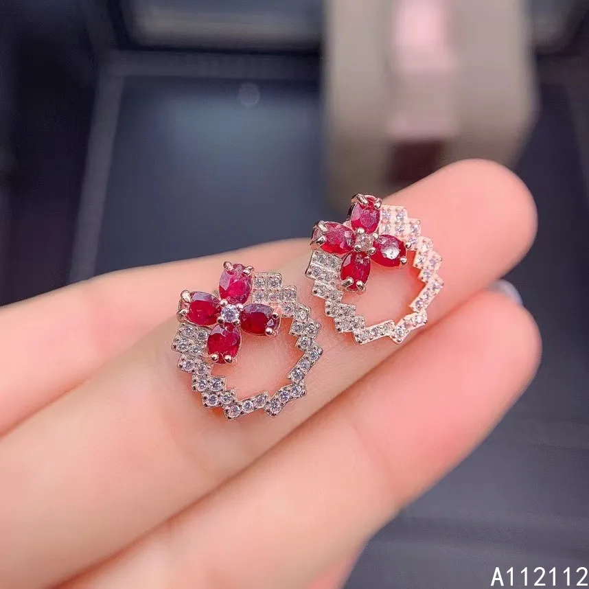 Fine Jewelry 925 Sterling Silver Inset With Natural Gemstones Women's Luxury Elegant Fresh Ruby Earrings Ear Stud Support Detect
Fine Jewelry 925 Sterling Silver Inset With Natural Gemstones Women's Luxury Elegant Fresh Ruby Earrings Ear Stud Support Detect
