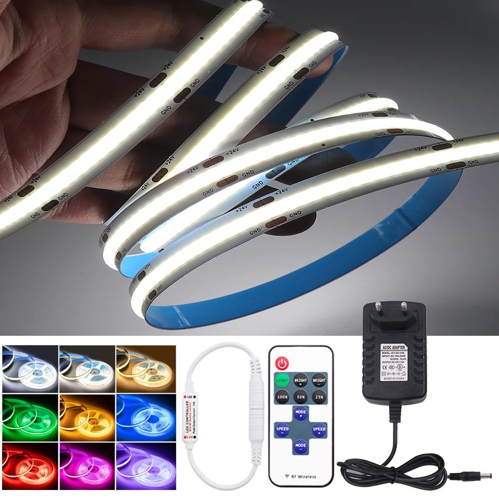 12V Dimmable COB LED Strip Light High Density Flexible FOB LED Ribbon Tape 284 528 LEDs Linear Rope Light RA 90 Soft COB Tape
12V Dimmable COB LED Strip Light High Density Flexible FOB LED Ribbon Tape 284 528 LEDs Linear Rope Light RA 90 Soft COB Tape