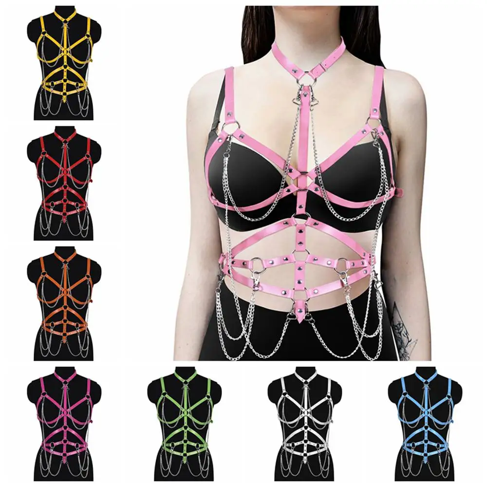 Leather Set Metal Accessories Punk Goth Bondage Harness For Women Suspender Sword Belt Hollow Bra Pole Dance Rave Costume Garter
Leather Set Metal Accessories Punk Goth Bondage Harness For Women Suspender Sword Belt Hollow Bra Pole Dance Rave Costume Garter