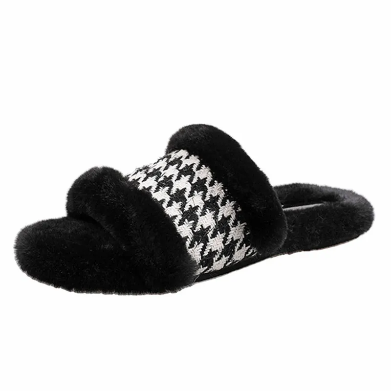 Women's Slipper 2021 Autumn And Winter Flat thick Bottomed Women's Furry Houndstooth Indoor Slipper Plush Open Toe Flip Flops
Women's Slipper 2021 Autumn And Winter Flat thick Bottomed Women's Furry Houndstooth Indoor Slipper Plush Open Toe Flip Flops