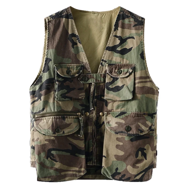 Men's V-Neck Camouflage Vest Sleeveless Casual Waistcoat Outdoor Trekking Fishing Hunting Training Cargo Fashion Tooling Style
Men's V-Neck Camouflage Vest Sleeveless Casual Waistcoat Outdoor Trekking Fishing Hunting Training Cargo Fashion Tooling Style