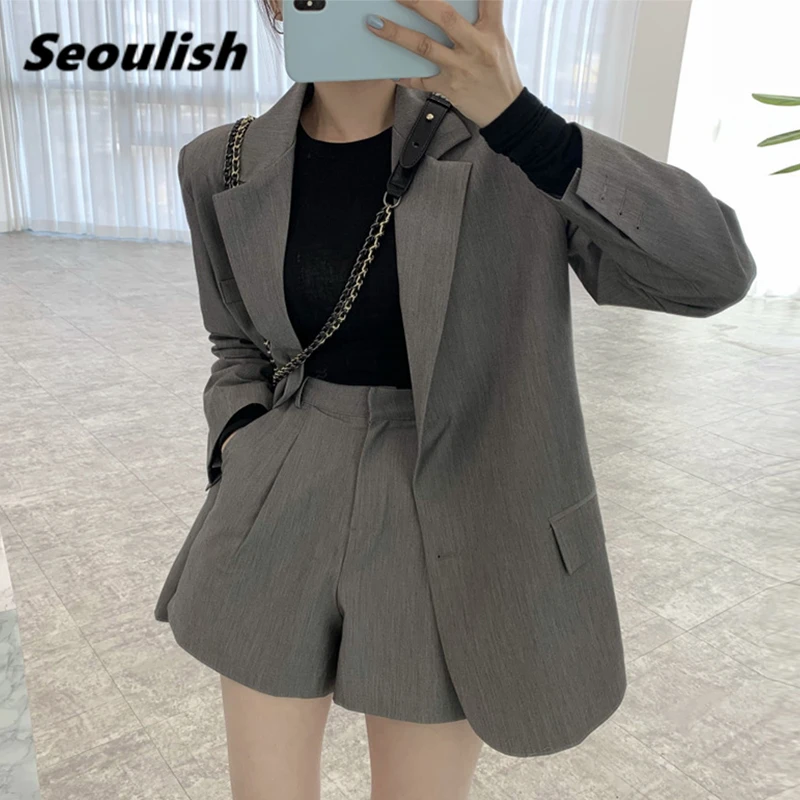 Seoulish 2021 New Spring Summer Women's Shorts Suits Single Breasted Loose Blazer Jacket & Chic Shorts Female Office Ladies Sets
Seoulish 2021 New Spring Summer Women's Shorts Suits Single Breasted Loose Blazer Jacket & Chic Shorts Female Office Ladies Sets
