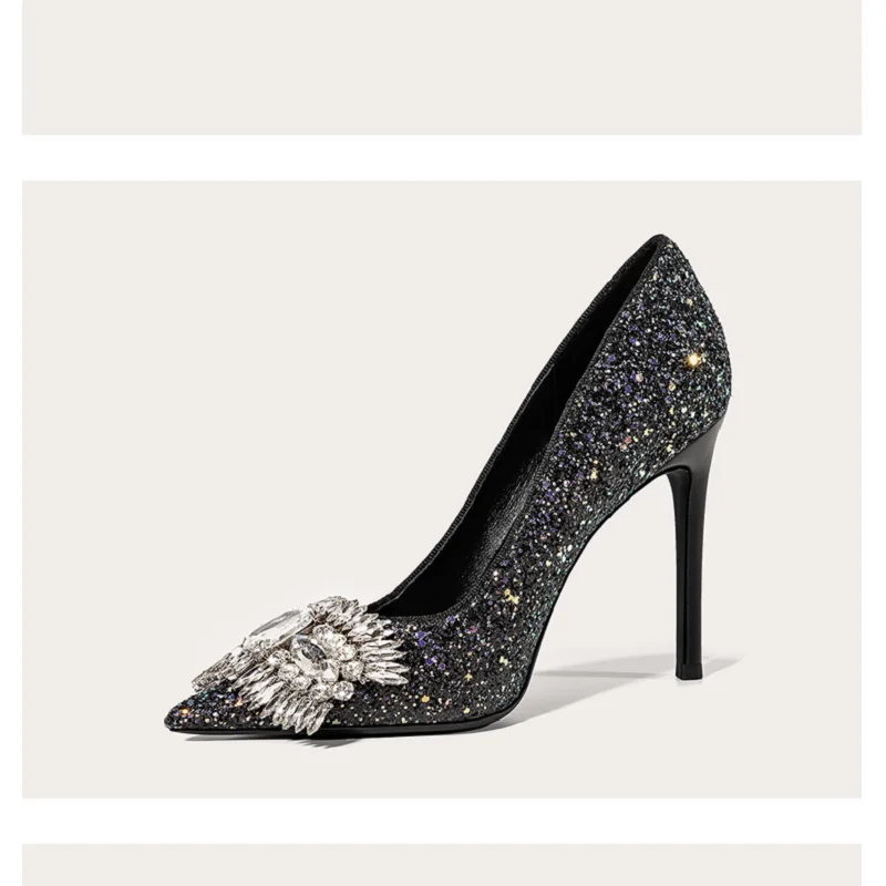 Spring pointed sequins rhinestone stiletto high heel work shoes large size small size all-match dress women's single shoes 31-44
Spring pointed sequins rhinestone stiletto high heel work shoes large size small size all-match dress women's single shoes 31-44