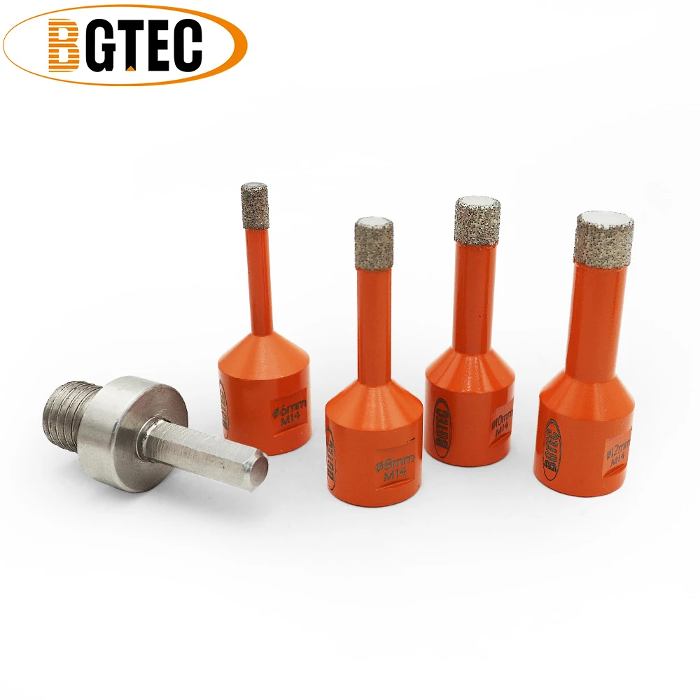 BGTEC 5pcs M14 6/8/10/12mm Vacuum Brazed diamond drilling Drill bits with HEX adapter dry hole saw for
BGTEC 5pcs M14 6/8/10/12mm Vacuum Brazed diamond drilling Drill bits with HEX adapter dry hole saw for