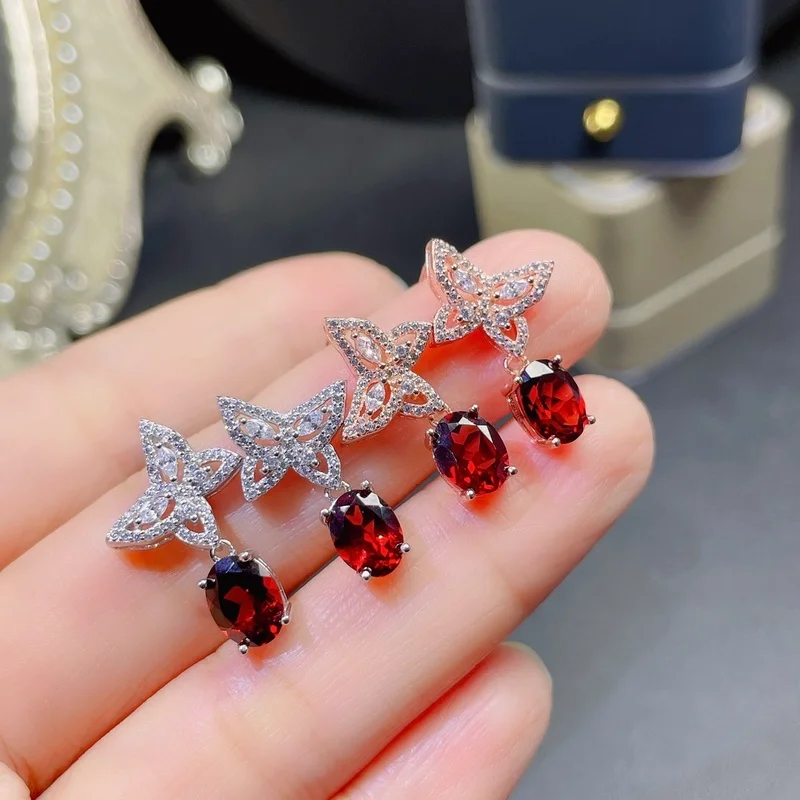 Gemicro Jewellery 100% Natural Garnet Butterfly Design Earring with 6mm*8mm Oval Gemstone and 925 Sterling Silver for Party Wear
Gemicro Jewellery 100% Natural Garnet Butterfly Design Earring with 6mm*8mm Oval Gemstone and 925 Sterling Silver for Party Wear