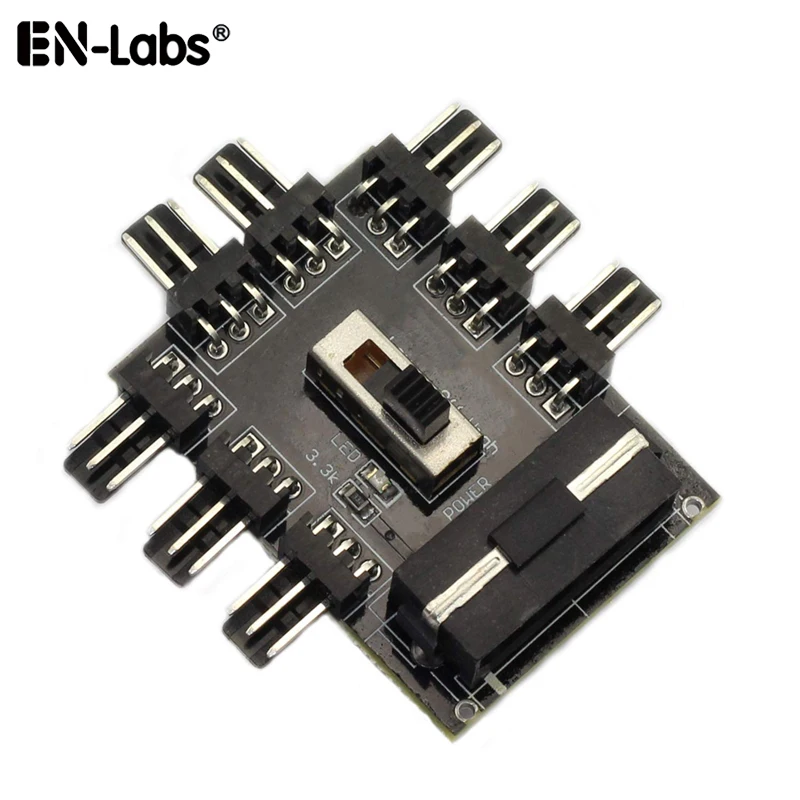 Molex 4pin IDE or SATA to 8 Channel 3 pin 12V Case Fan Hub Splitter PCB Adpater w/ High Low 2 Level Fan Speed Switch Controller
Molex 4pin IDE or SATA to 8 Channel 3 pin 12V Case Fan Hub Splitter PCB Adpater w/ High Low 2 Level Fan Speed Switch Controller