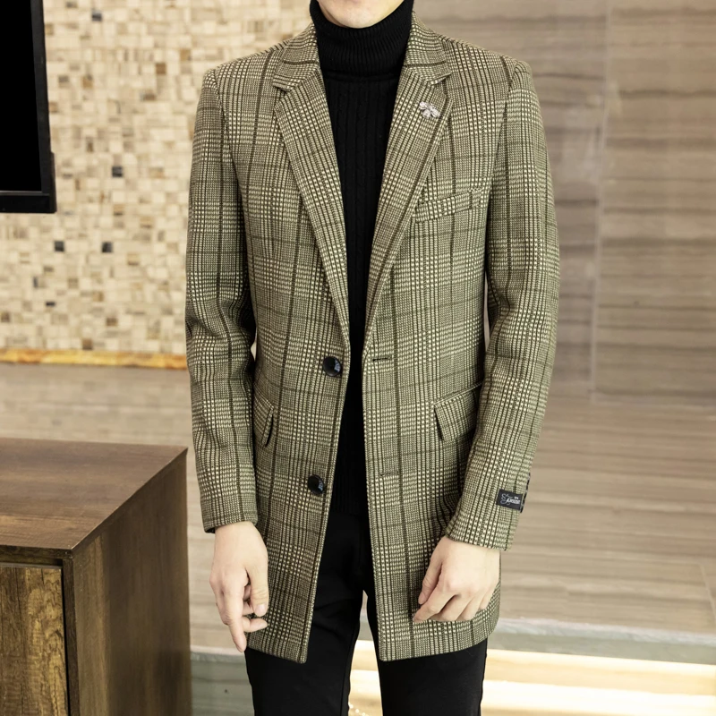 Winter New Warm Fashion Slim Cardigan Jacket Vintage Plaid Printing Mens Woolen Coat Casual Single-breasted Men Coats Streetwear
Winter New Warm Fashion Slim Cardigan Jacket Vintage Plaid Printing Mens Woolen Coat Casual Single-breasted Men Coats Streetwear